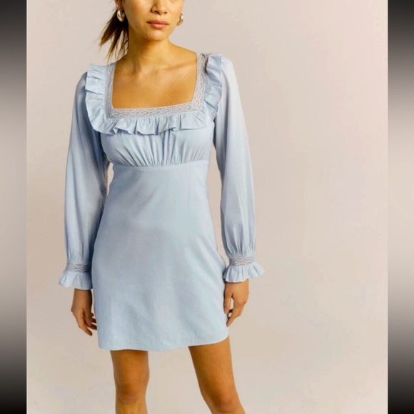 Reformation Dresses & Skirts - Reformation Burke Dress Blue Sky Long Sleeve Dress Size 10  summer party formal